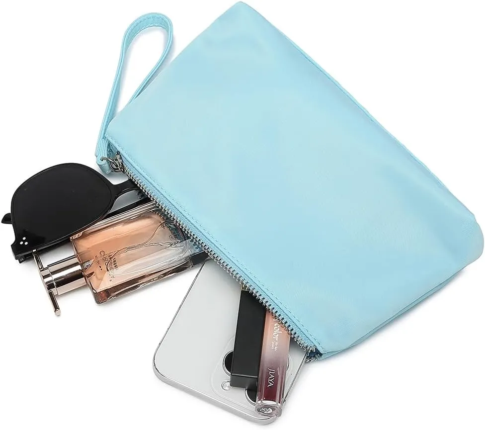Nylon Wristbands Bag Makeup Pouch for Purse Waterproof Wristbands Bag with Zipper Pocket Credit Card Pouch