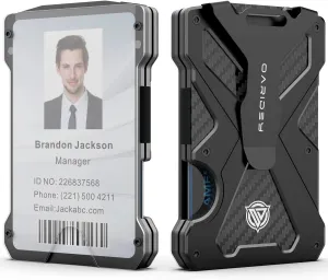 Oaridey Men's Ultra-Thin Aluminum Wallet with RFID Blocking, Black, 15 Card Slots