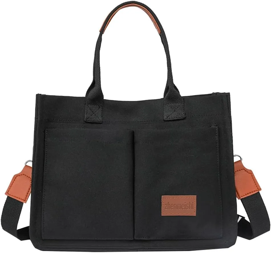 Obosoyo Canvas Tote Bag Purses for Women Large Canvas Work Shoulder Bags Casual Crossbody Purse for Travel Daily