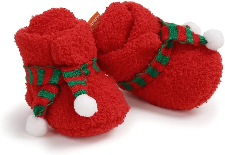 Ohwawadi Infant Baby Boys Girls Slippers Cozy Fleece Booties Soft Bottom Warm Cartoon Socks Newborn Crib Shoes