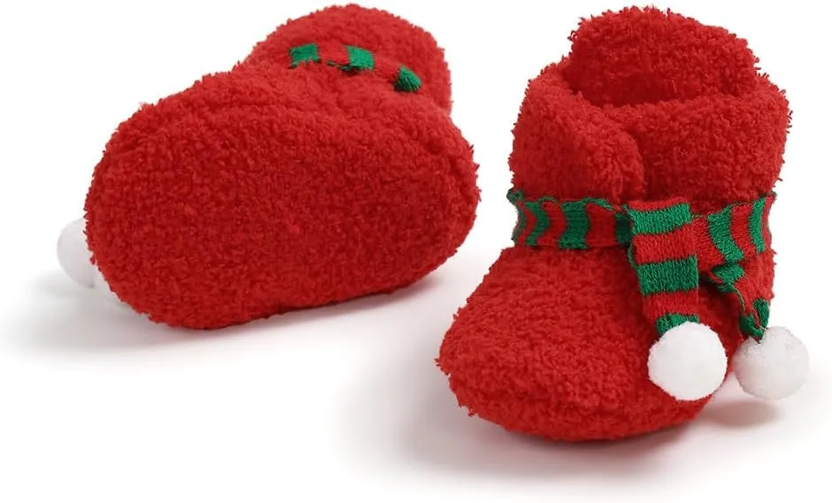 Ohwawadi Infant Baby Boys Girls Slippers Cozy Fleece Booties Soft Bottom Warm Cartoon Socks Newborn Crib Shoes