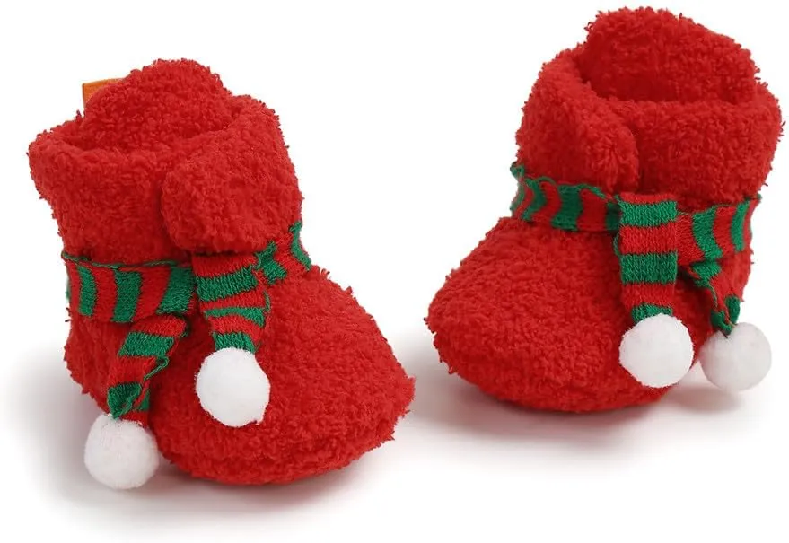 Ohwawadi Infant Baby Boys Girls Slippers Cozy Fleece Booties Soft Bottom Warm Cartoon Socks Newborn Crib Shoes