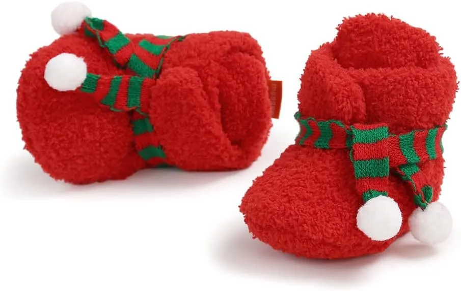 Ohwawadi Infant Baby Boys Girls Slippers Cozy Fleece Booties Soft Bottom Warm Cartoon Socks Newborn Crib Shoes