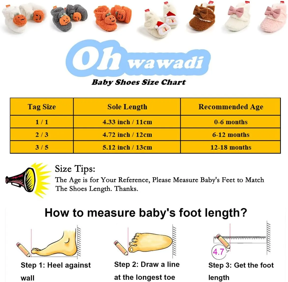 Ohwawadi Infant Baby Slippers Girls Boys Booties Warm Baby Socks Shoes Newborn Crib Shoes Baby Footwear Prewalkers