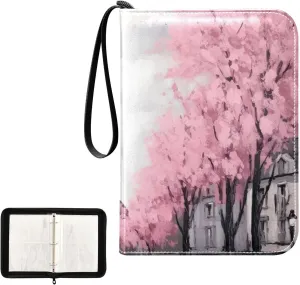 Oil Painting Paris Card Binder 4-Pocket, 400 Pockets Trading Cards Holder Games Card Albums Storage Organizer Case for Football, Baseball Cards