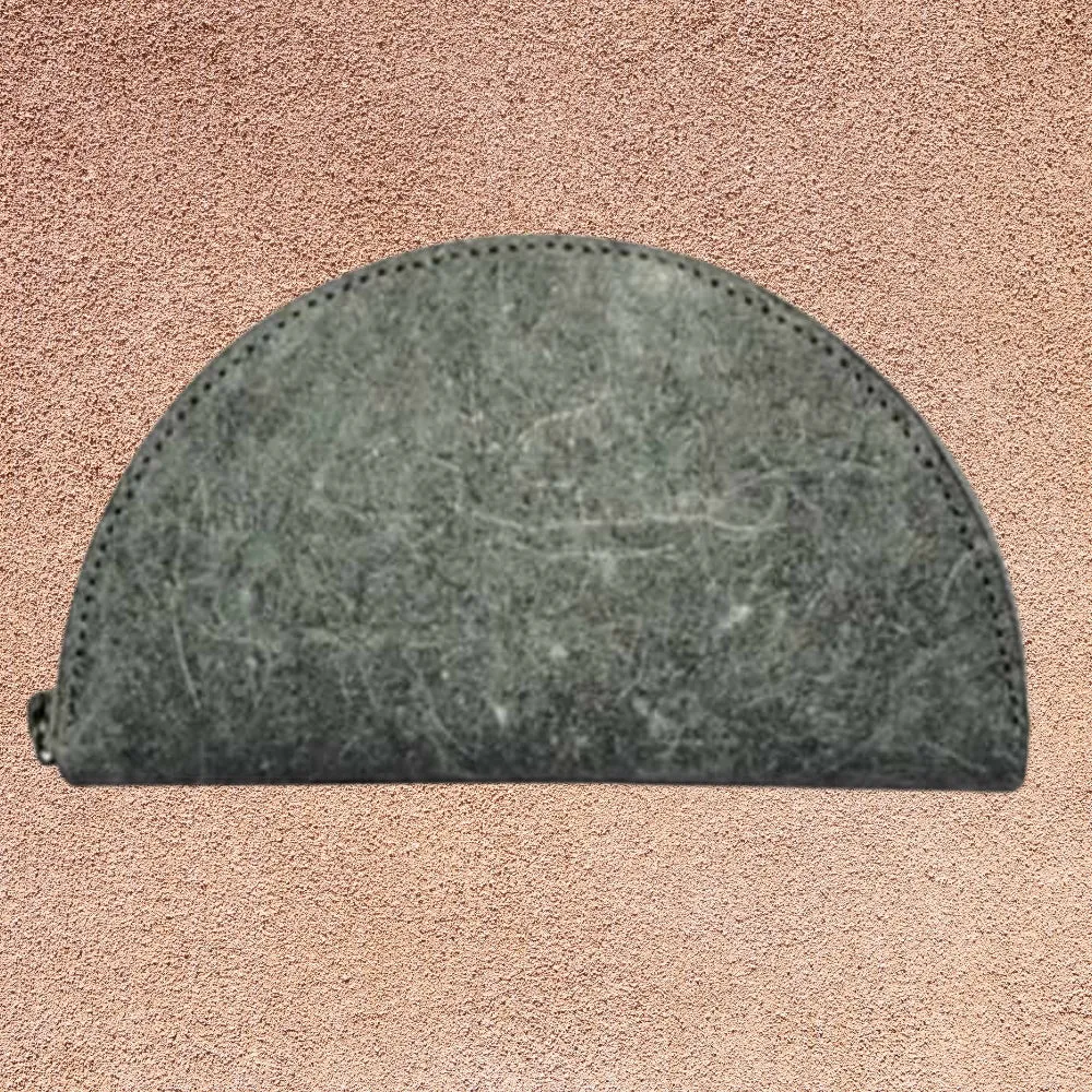 Olive Crescent Clutch | Sturdy and Textured Coconut Leather | Unique | Stylish