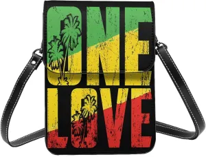 One Loves Jamaica Rasta Reggae Leather Crossbody Phone Purse for Women Cute Wallet Bags Lightweight Mini Sling Bag