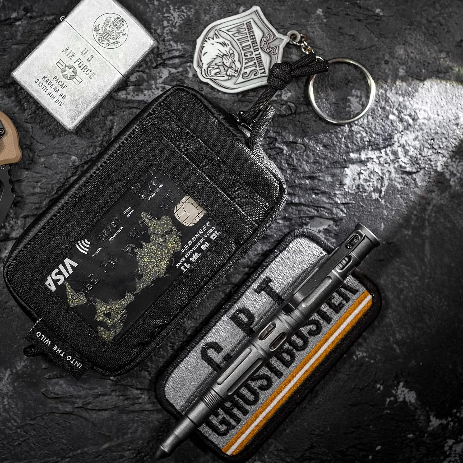 OneTigris Front Pocket Wallet with Zippers Small Coin Purse Tactical Wallet Nylon Minimalist Wallet for Men Women, Black