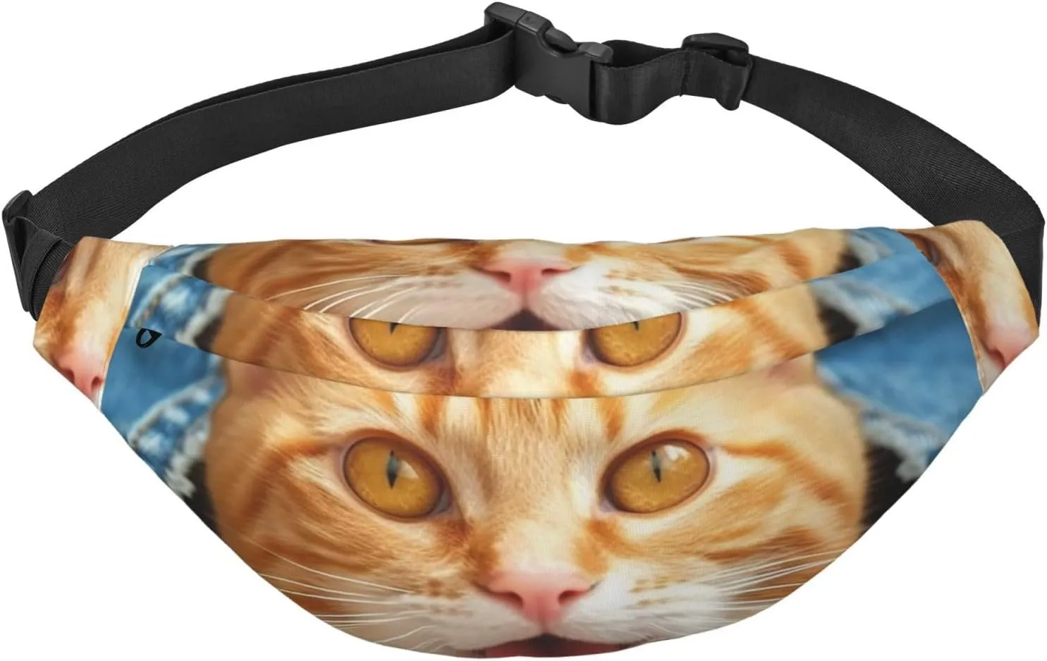 Orange Cat Sticking Out Tongue Print Fanny Pack For Men Women Adjustable Waist Bag Pack Crossbody Belt Bag For Travel Hiking Running