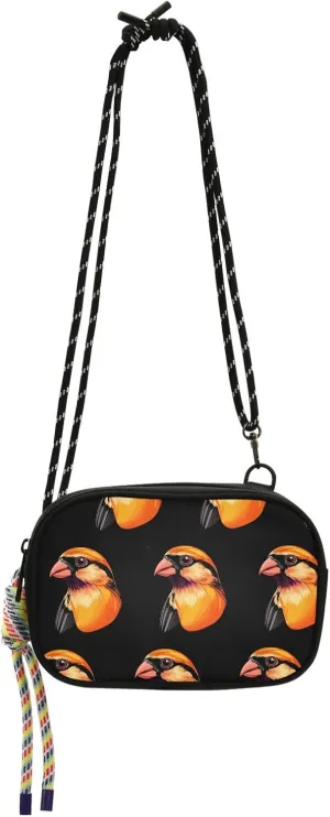Orange Cute Finch Bird Black Cute Crossbody Bags for Women Comfort with Adjustable Strap Mini Shoulder Bag Take a walk