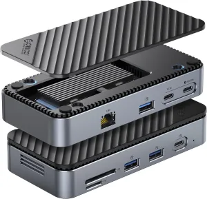 ORICO 9-in-1 USB C Hub with 10Gbps M.2 NVMe SSD Enclosure, Tool Free USB C Docking Station with Built-in Fan, Gigabit Ethernet, 100W PD, SD/TF, 2 * 5Gbps USB A, 10Gbps USB C & 10Gbps USB A-M2P7
