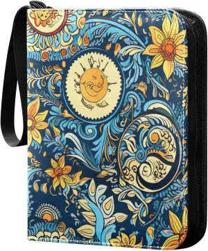 Oriental Painting Card Binder 4-Pocket, 400 Pockets Card Holder with 50 Removable Sleeves and Zipper for Games Baseball Football Sports Card