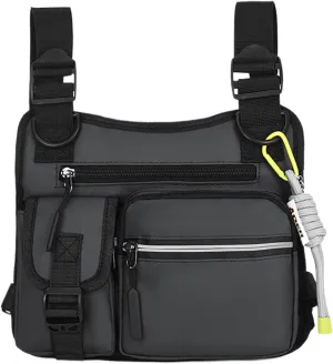Outdoor Chest Bag for Men, Adjustable Multifunctional Chest Bag, 2025New Lightweight Hiking Climbing Bag with Fixing Strap (Gray)