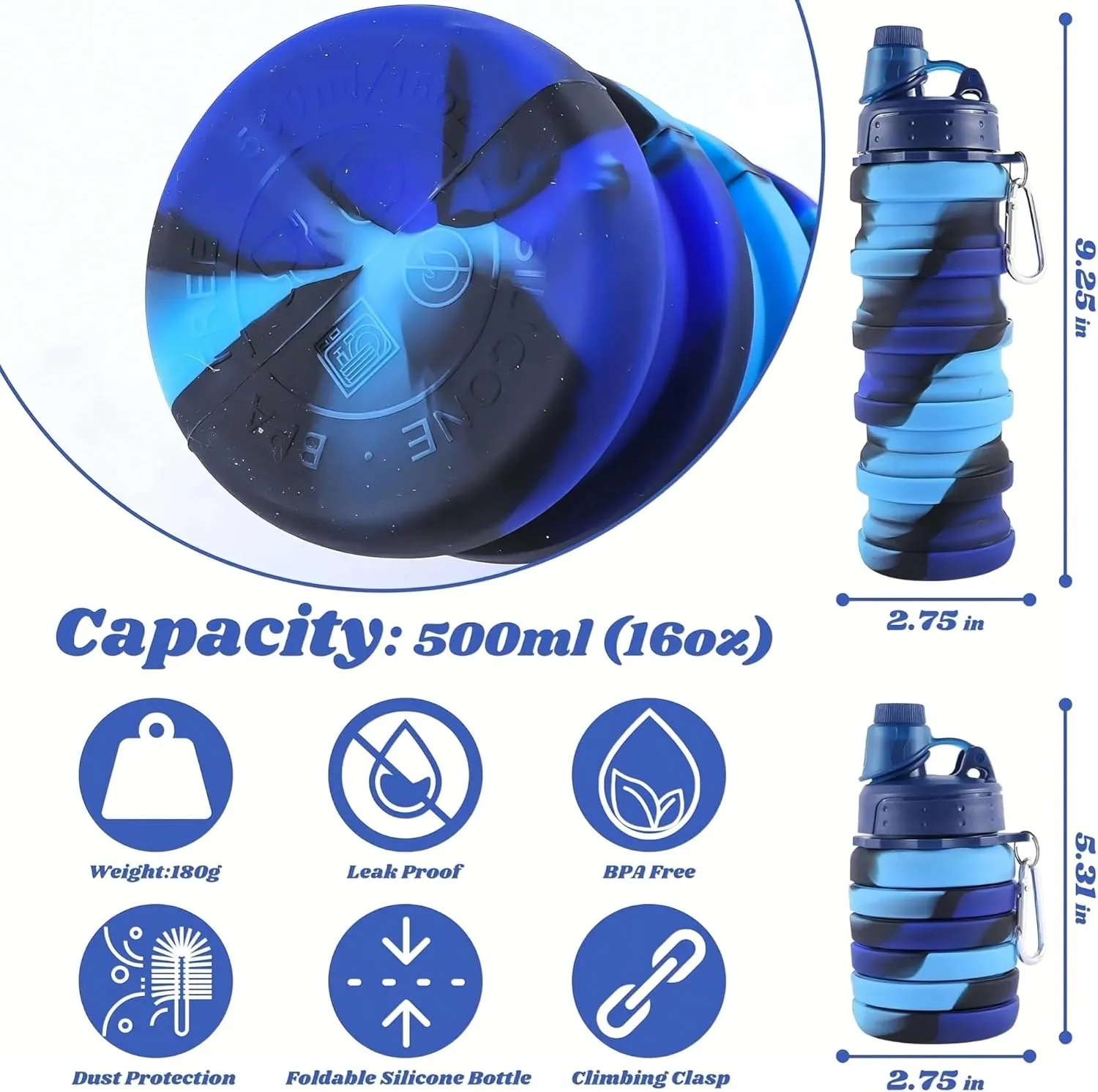 Outdoor Sports Silicone Foldable Water Cup Creative Cycling Travel Fitness Portable Water Bottle Camouflage Cup(3)