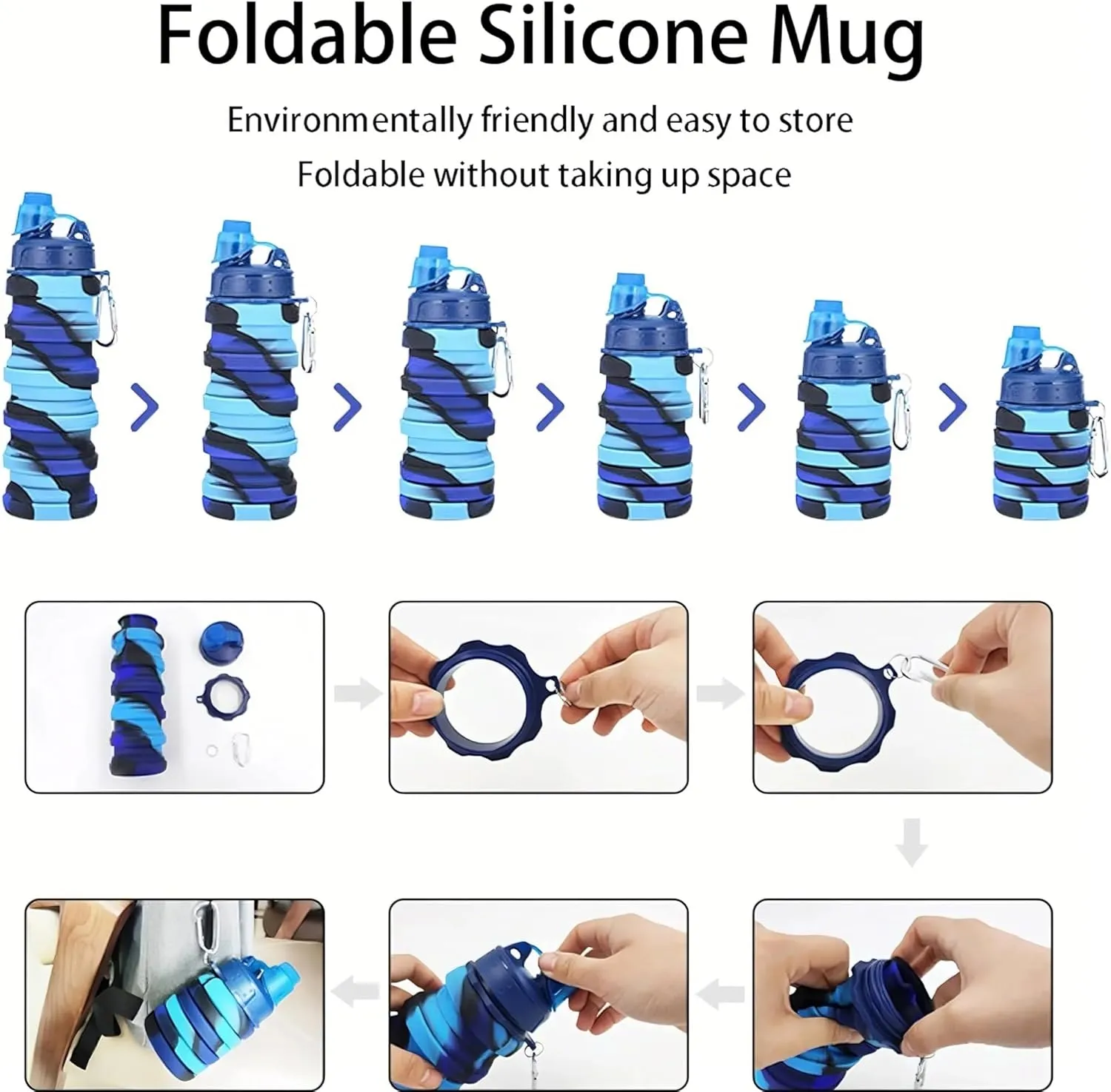 Outdoor Sports Silicone Foldable Water Cup Creative Cycling Travel Fitness Portable Water Bottle Camouflage Cup(3)