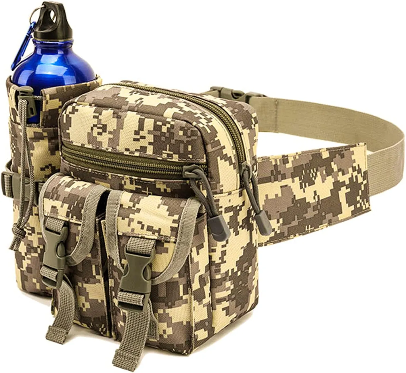 Outdoor Sports Waist Bag Cycling Waist Bag with Bottle Holder Tactic Waist Bag Tactical Fanny Pack for Cycling Running Hiking Fishing Climbing (Grey)
