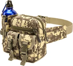 Outdoor Sports Waist Bag Cycling Waist Bag with Bottle Holder Tactic Waist Bag Tactical Fanny Pack for Cycling Running Hiking Fishing Climbing (Grey)