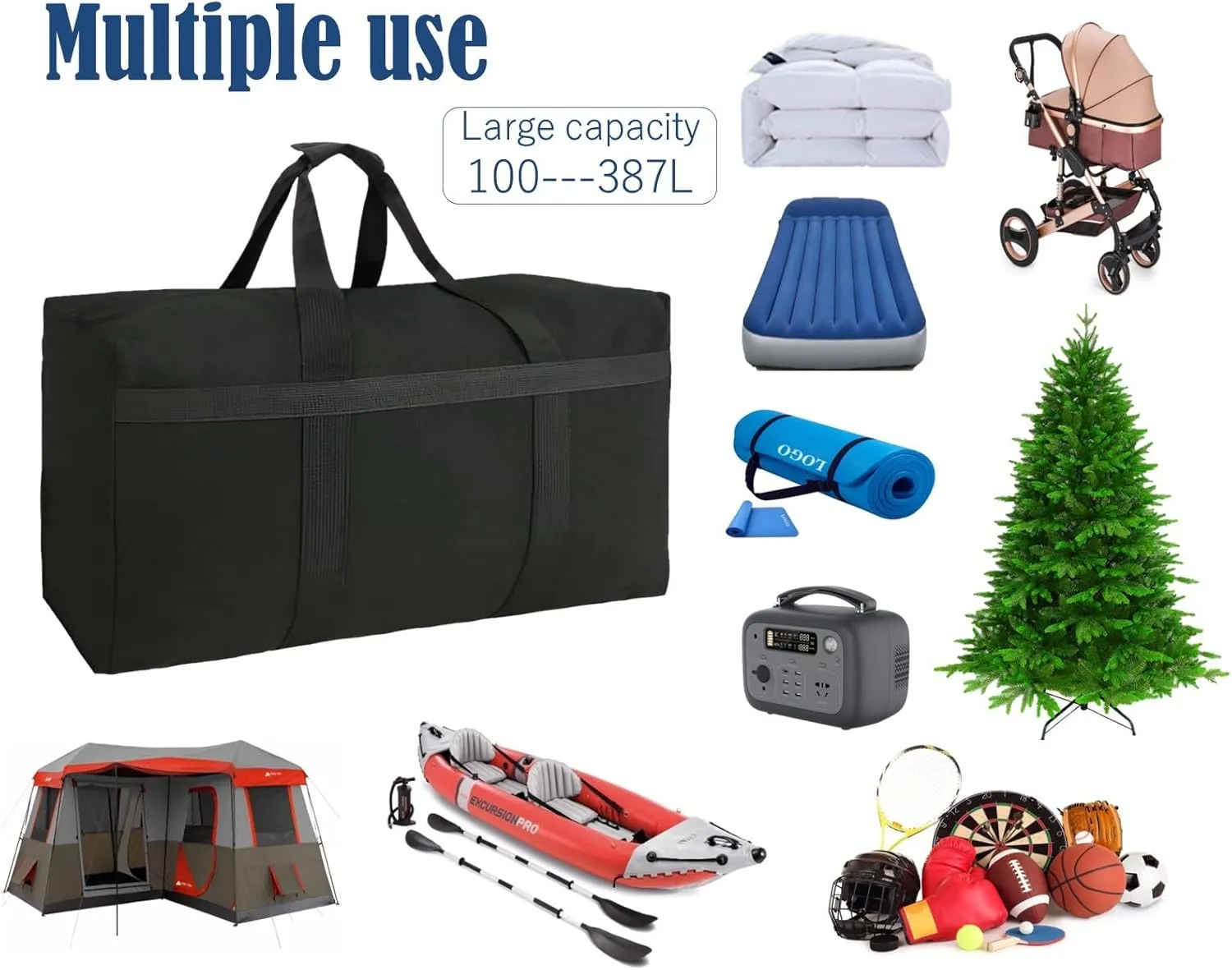 Oversized Storage Duffle Bag Canvas Heavy Duty Moving Bag Great for Traveling, Camping, Moving College Kids, Large Items Storage and More (Canvas 158L)