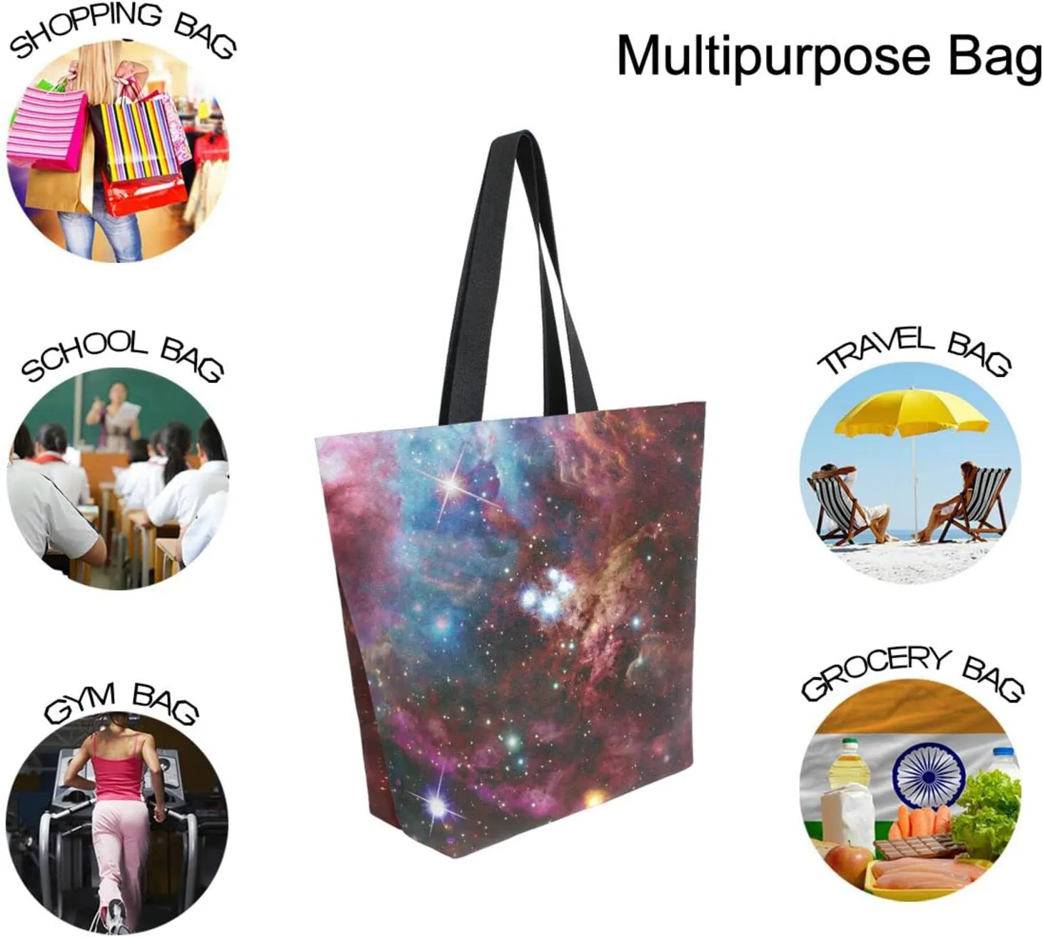 Oyihfvs Canvas Tote Grocery Bag, Women Large Shoulder Bag, Reusable Grocery Handbag