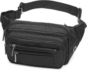 Packism Fanny Pack for Women Men - Fanny Packs for Women Cross Body Everywhere Belt Bag Bum Bag with 6 Zipper Pockets Plus Size & Adjustable Strap for Traveling Cycling Running Hiking