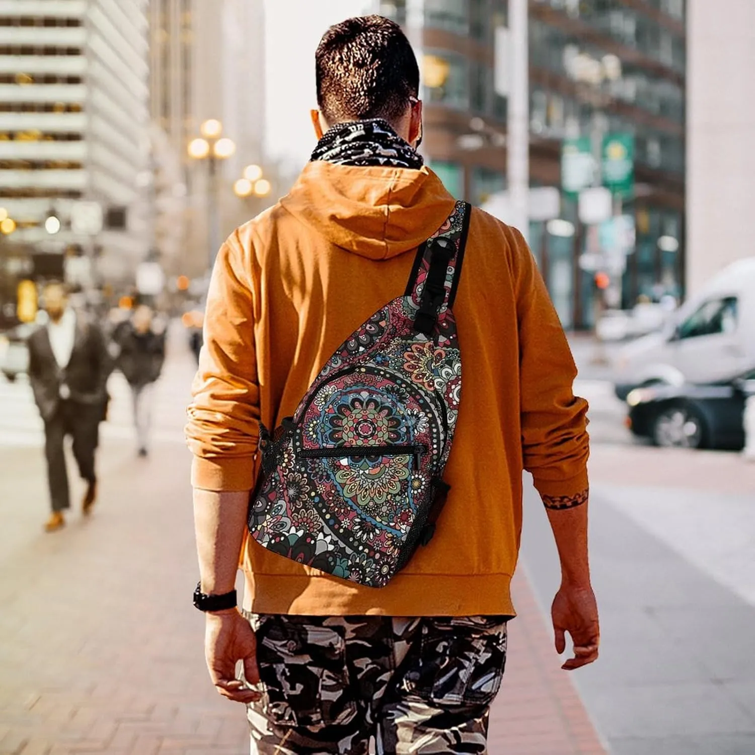 Paisley Boho Style A Spacious And Large Capacity Portable Adjustable Chest Bag