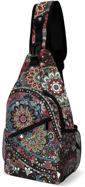 Paisley Boho Style A Spacious And Large Capacity Portable Adjustable Chest Bag