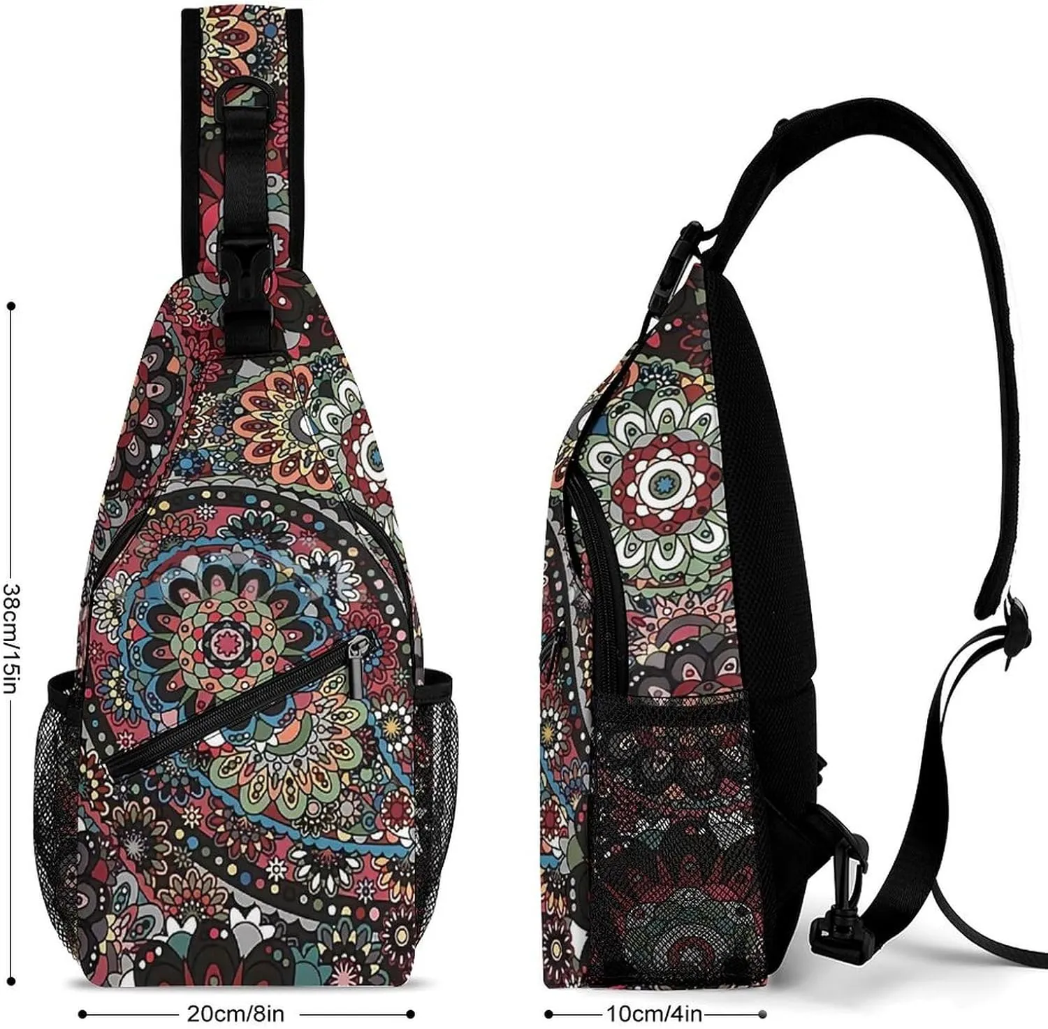Paisley Boho Style A Spacious And Large Capacity Portable Adjustable Chest Bag
