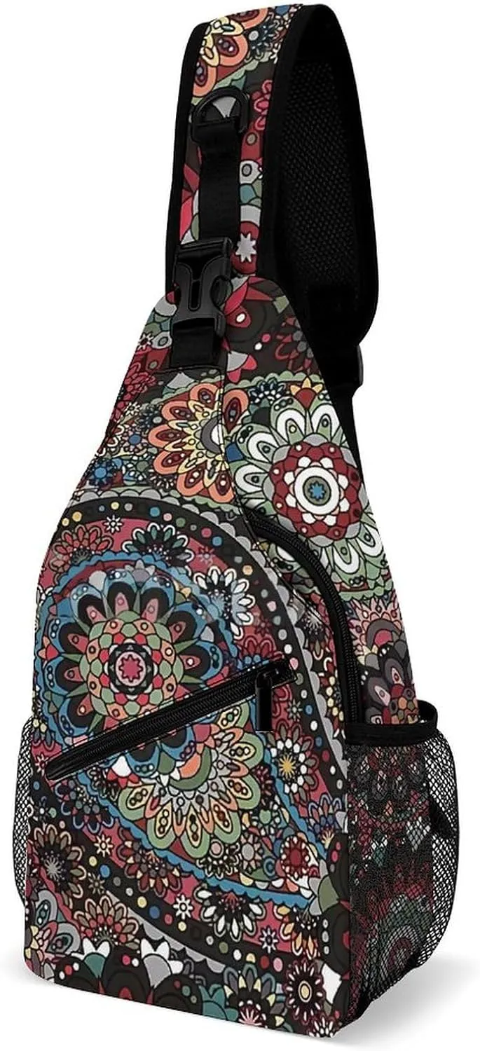 Paisley Boho Style A Spacious And Large Capacity Portable Adjustable Chest Bag