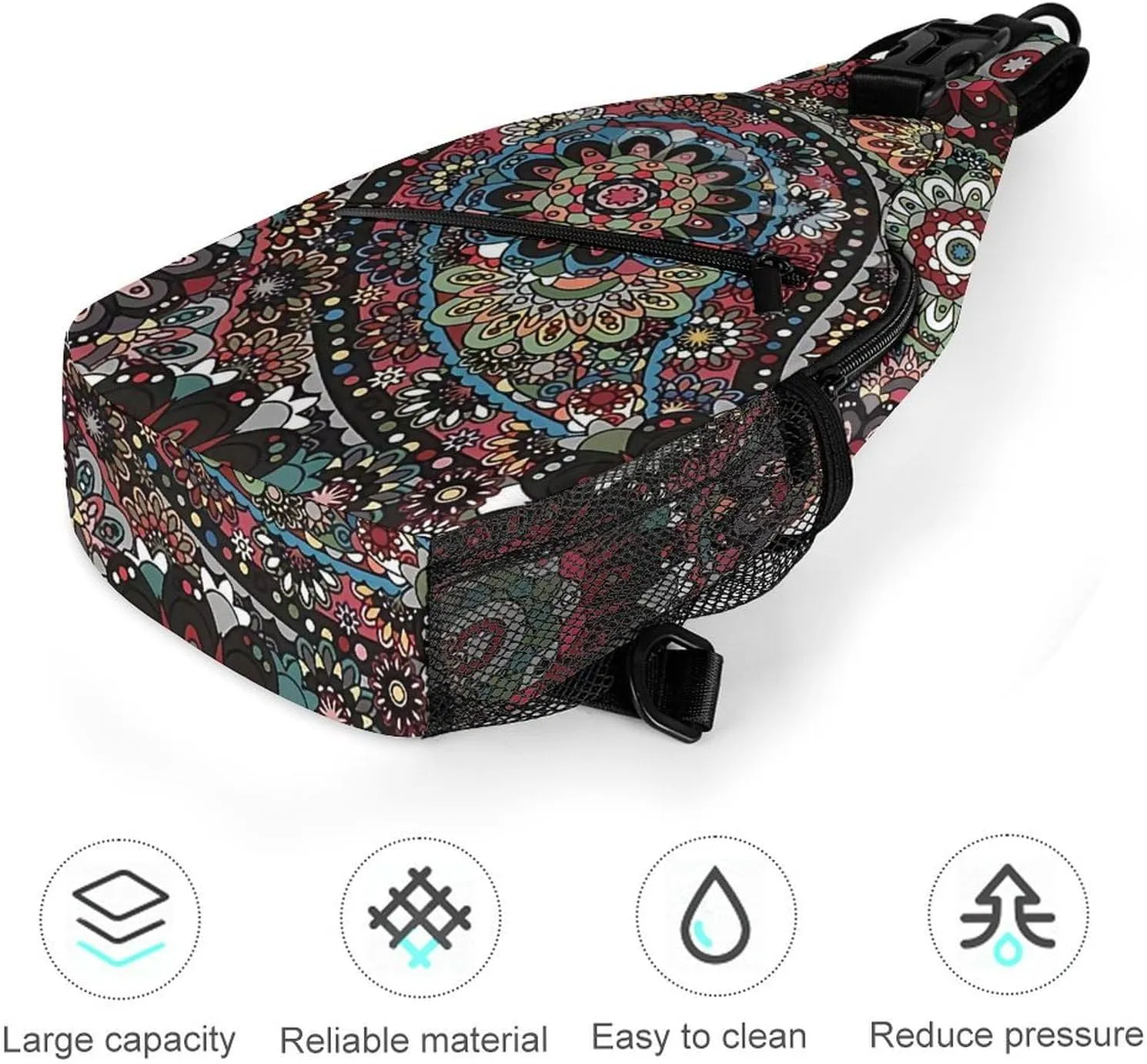 Paisley Boho Style A Spacious And Large Capacity Portable Adjustable Chest Bag