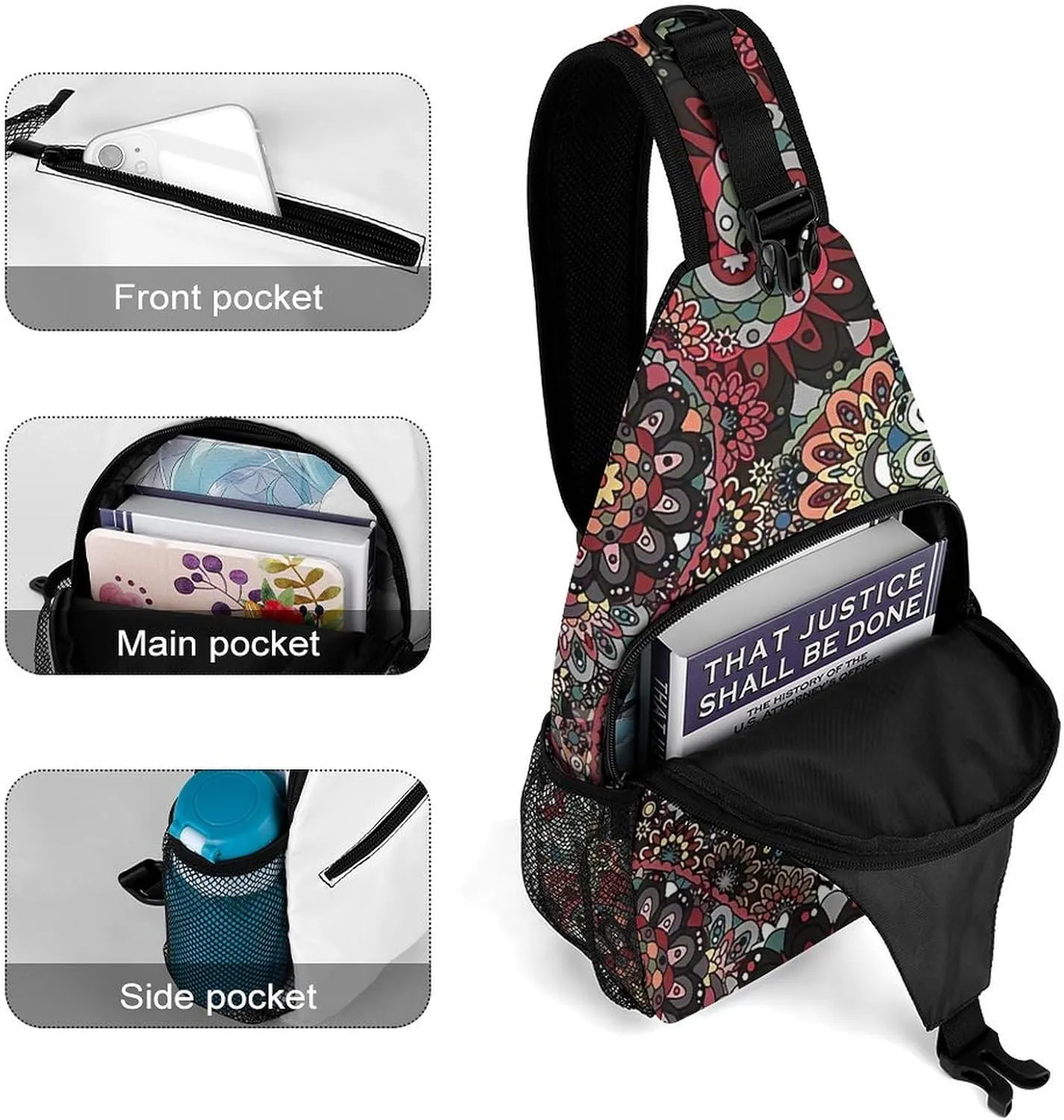 Paisley Boho Style A Spacious And Large Capacity Portable Adjustable Chest Bag