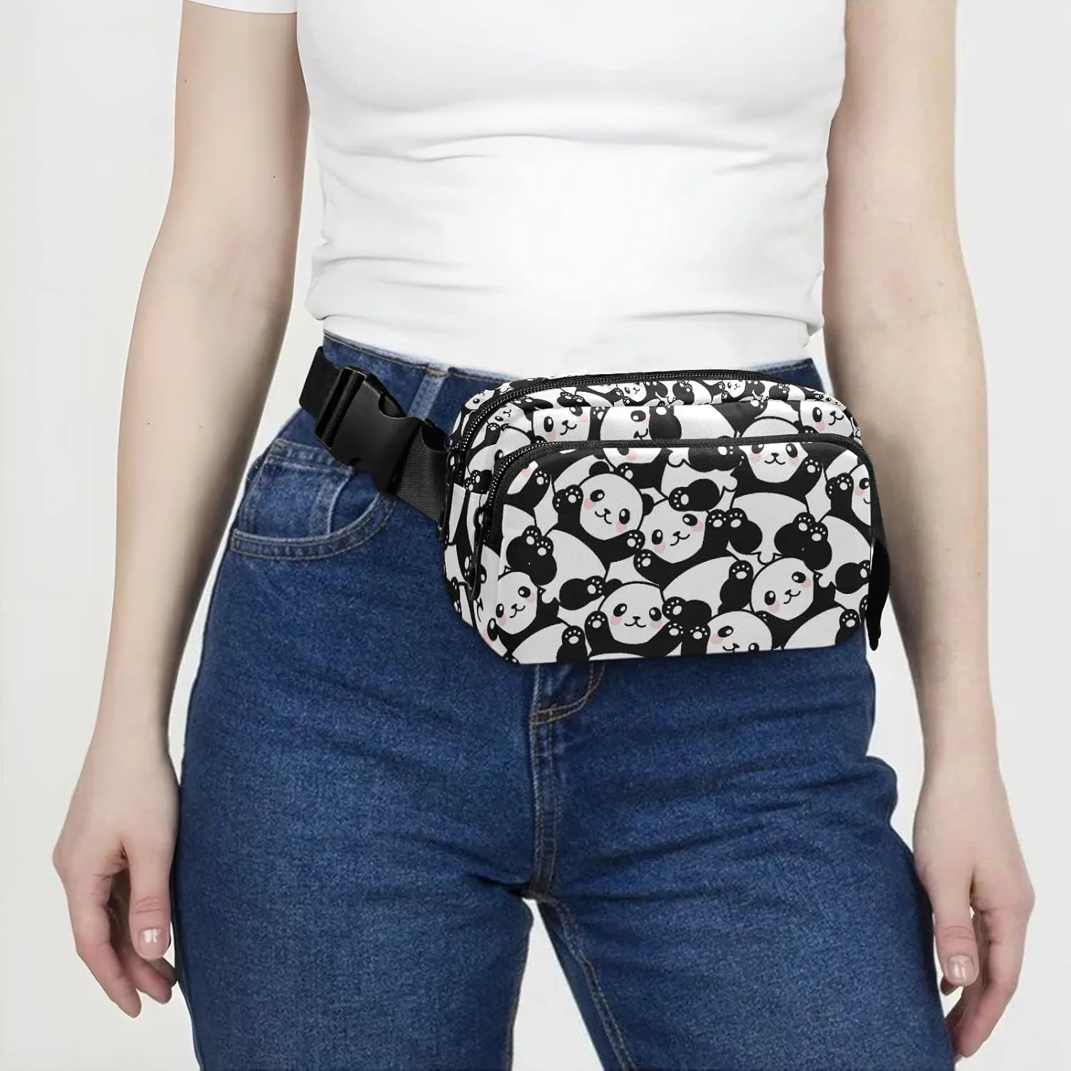 Pandas Fanny Packs for Women Men Belt Bag with Adjustable Strap Fashion Waist Packs Crossbody Bag Waist Pouch for Travel Sports Running Cycling