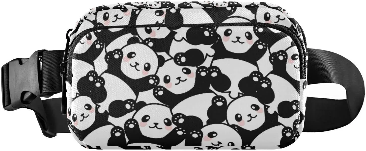 Pandas Fanny Packs for Women Men Belt Bag with Adjustable Strap Fashion Waist Packs Crossbody Bag Waist Pouch for Travel Sports Running Cycling