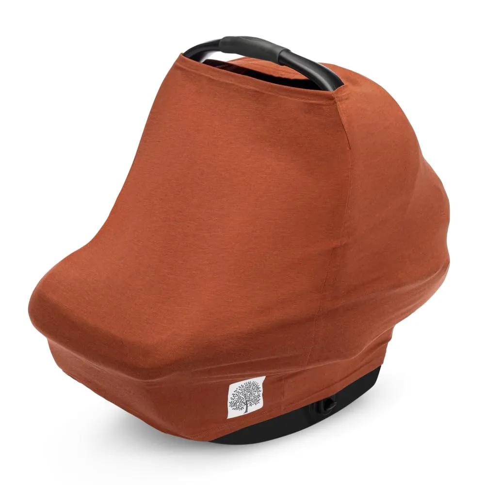 Parker Baby 4 in 1 Car Seat Cover for Girls and Boys - Stretchy Carseat Canopy, Nursing Cover, Grocery Cart Cover, High Chair Cover - “Clay”