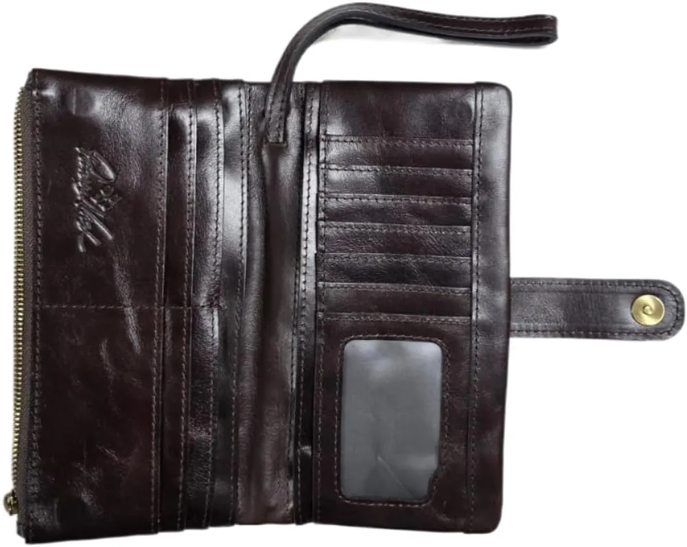 Patricia Nash Meadow Leather Wristlet, 17 Card Slots, Magnetic Snap Closure, 7.75 x 3.75 inches