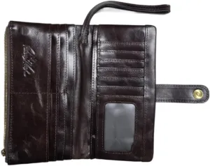 Patricia Nash Meadow Leather Wristlet, 17 Card Slots, Magnetic Snap Closure, 7.75 x 3.75 inches