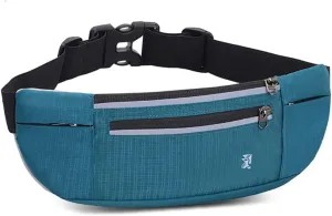 Peicees Fanny Pack with Water Bottle Holder Waist Bag for Men Women Water Resistant Lightweight Reflective Adjustable Running Belt Headphone Bag Travel Pocket for Outdoor Camping Fitness Hiking