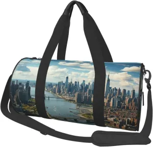 Penthouse View Over New York Manhattan Travel Duffle Bag for Men Women Sport Gym Bag Foldable Weekender Bag Carry on Overnight Bag for Travel Swimming Basketball