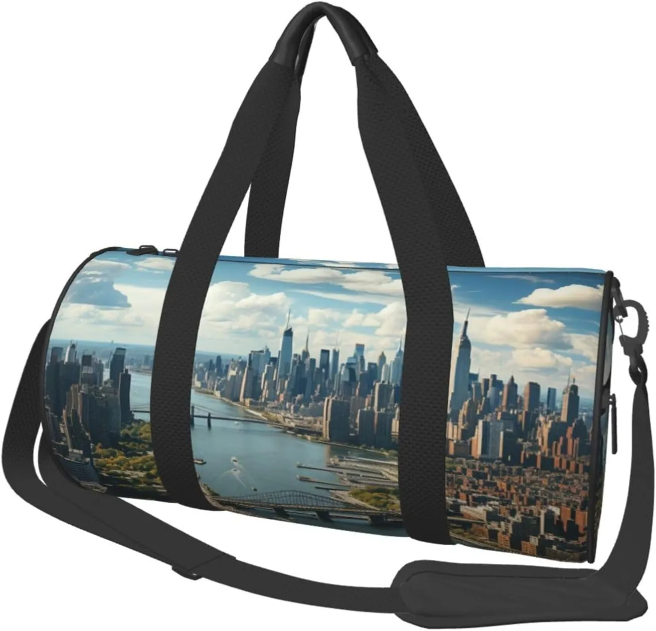 Penthouse View Over New York Manhattan Travel Duffle Bag for Men Women Sport Gym Bag Foldable Weekender Bag Carry on Overnight Bag for Travel Swimming Basketball