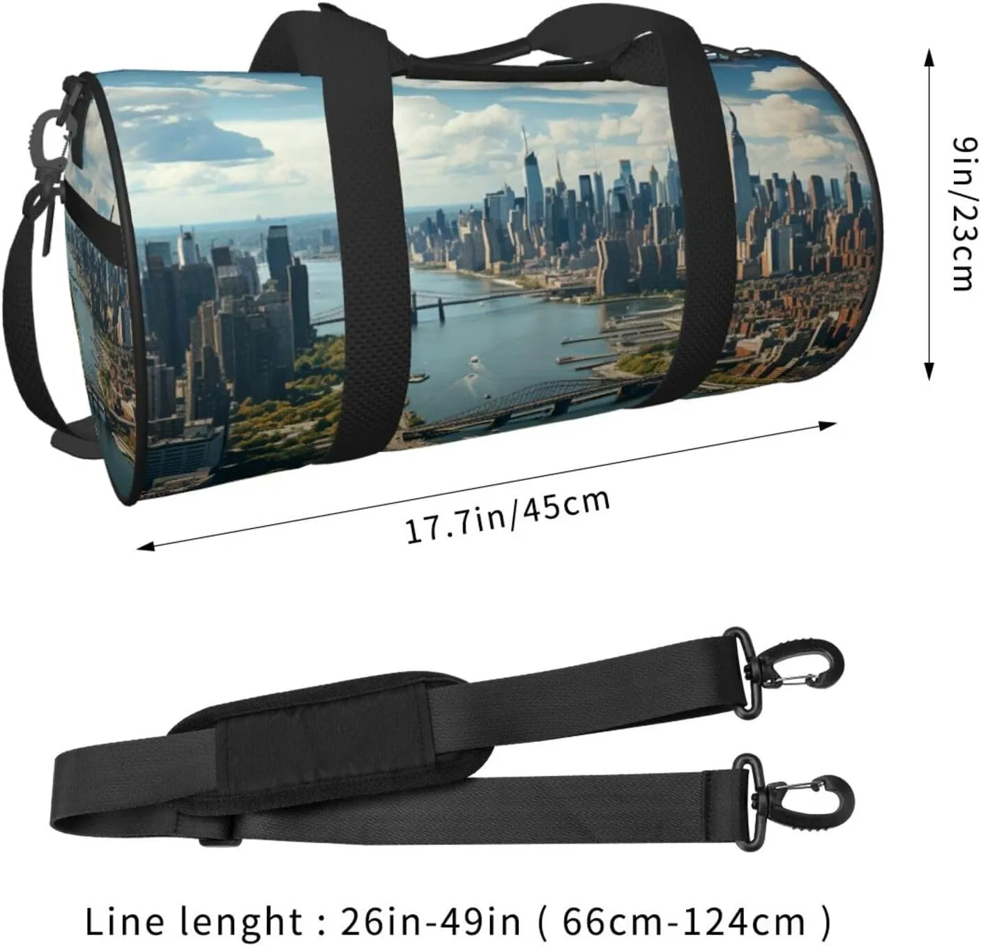 Penthouse View Over New York Manhattan Travel Duffle Bag for Men Women Sport Gym Bag Foldable Weekender Bag Carry on Overnight Bag for Travel Swimming Basketball