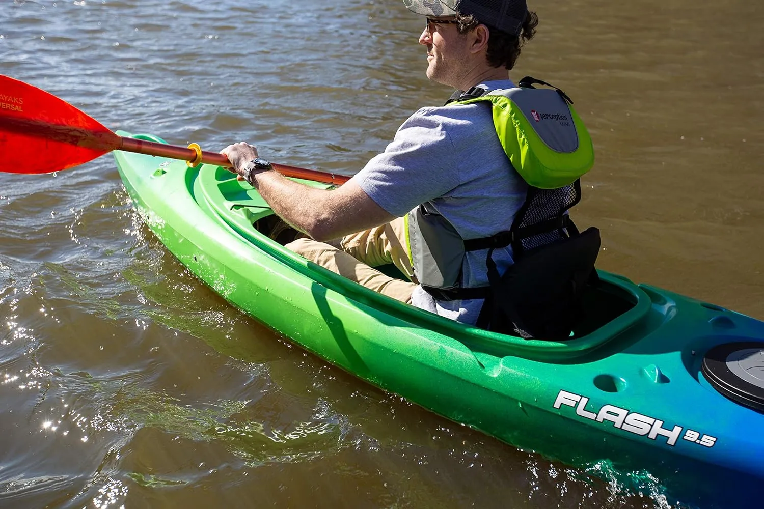 Perception Flash 9.5 | Sit Inside Kayak | Rod Holders and Rear Storage | 9' 6"