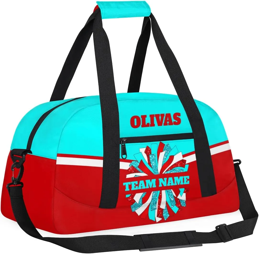 Personalized Cheerleader Bag Dance Bag for Girl, Custom Team Bag Gym Bag Sport Duffel Bag, Weekender Bags Travel Bag for Cheer Team Red Blue White Cheer, Option 10