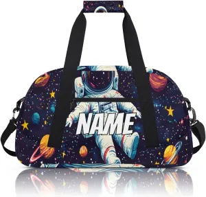 Personalized Custom Gym Bag for Women Men Carry on Astronaut Travel Duffel Tote Funny Trippy Space Overnight Workout Weekender Bag