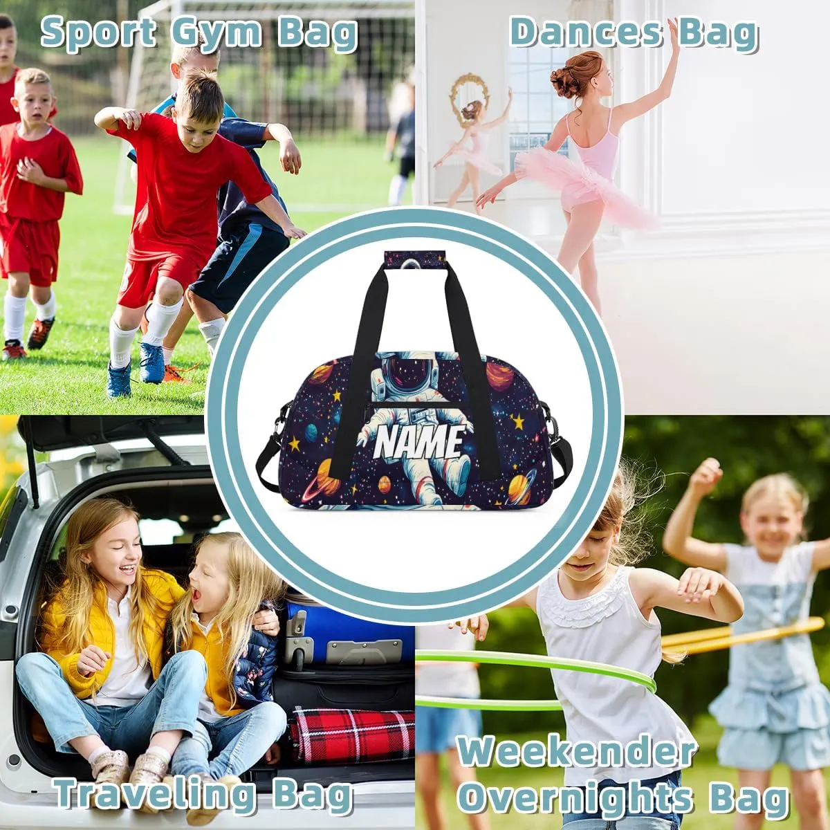 Personalized Custom Gym Bag for Women Men Carry on Astronaut Travel Duffel Tote Funny Trippy Space Overnight Workout Weekender Bag