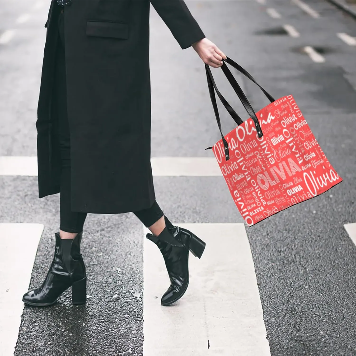 Personalized PU Leather Handbags for Women, Fashion Casual Shoulder Tote Bag Shopper Handbag Customized Gifts