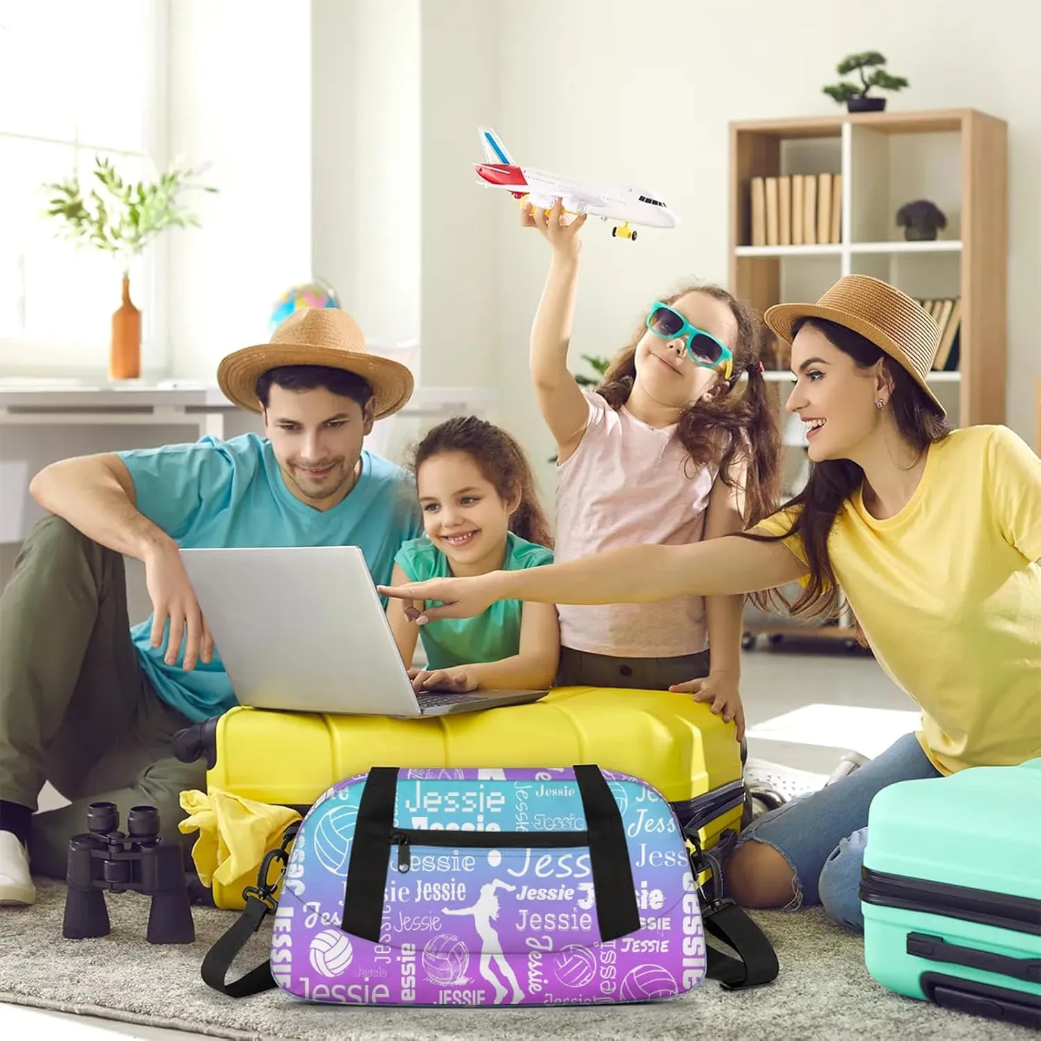 Personalized Volleyball Sport Duffel Bag Custom Sports Bag Travel Overnight Shoulder Bags Customized Gifts for Women Men, Blue Purple