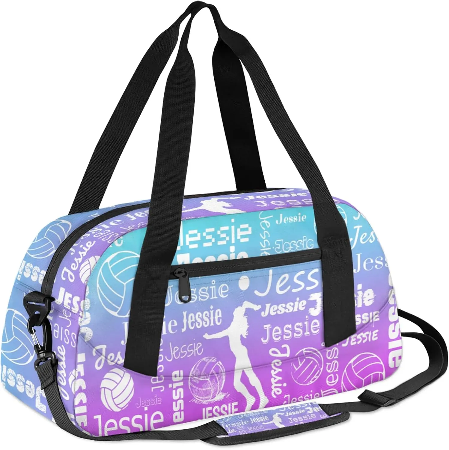 Personalized Volleyball Sport Duffel Bag Custom Sports Bag Travel Overnight Shoulder Bags Customized Gifts for Women Men, Blue Purple