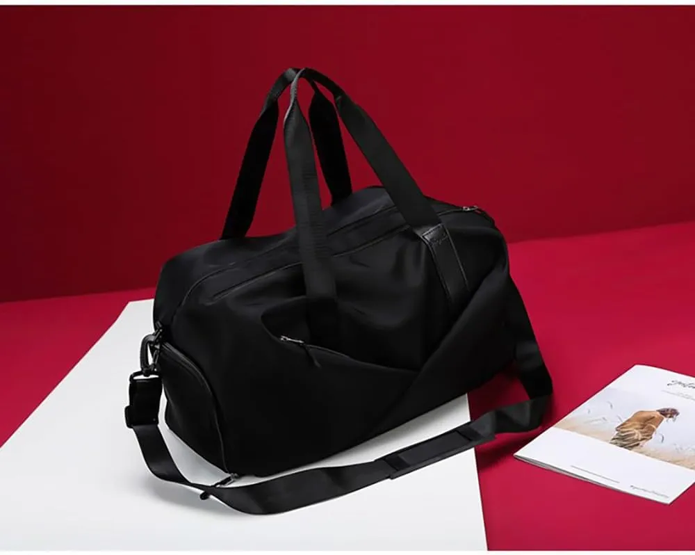 Personalized Waterproof Gym Team Sports Bag Custom Travel Duffle Bag With Logo/Name/Photo (Black)