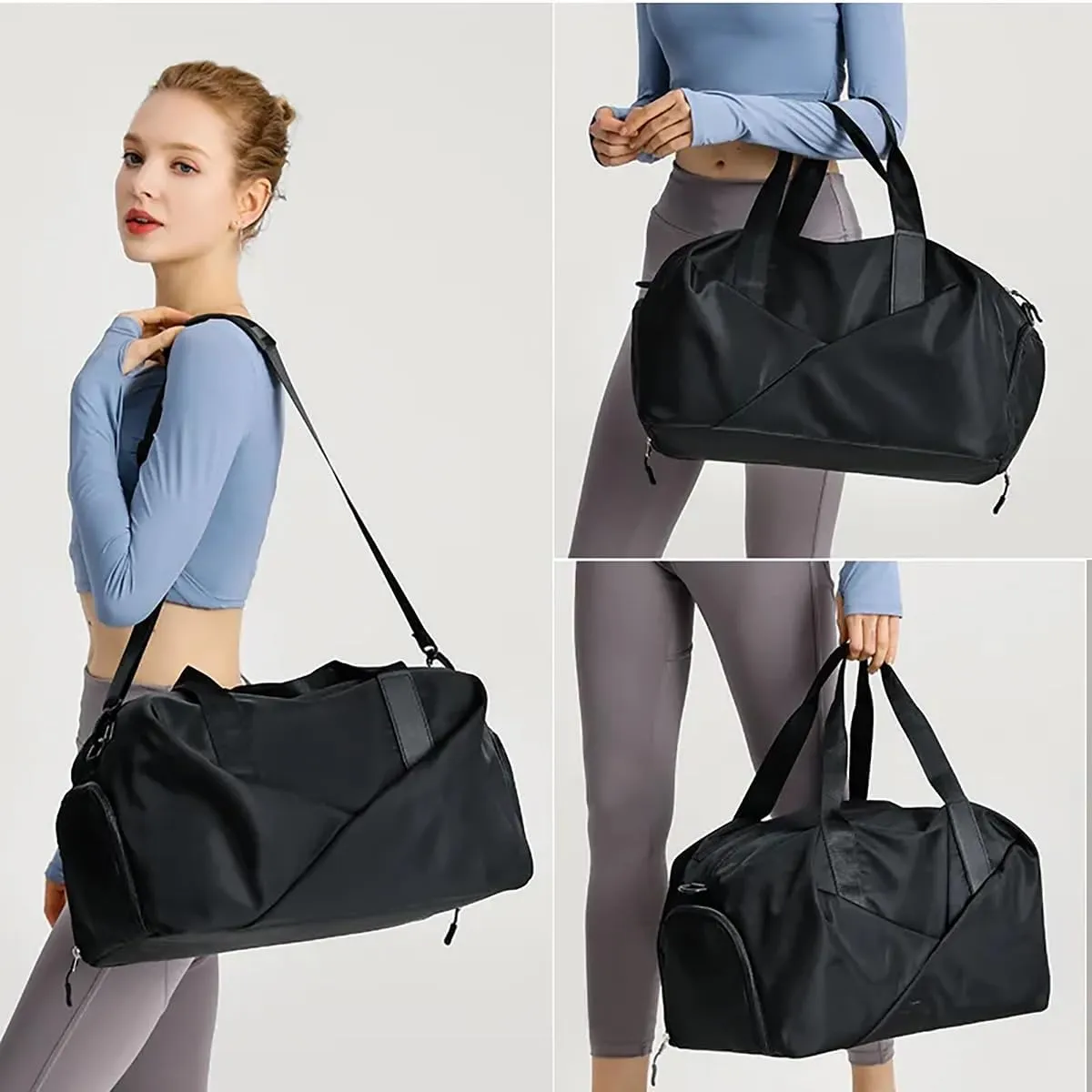 Personalized Waterproof Gym Team Sports Bag Custom Travel Duffle Bag With Logo/Name/Photo (Black)