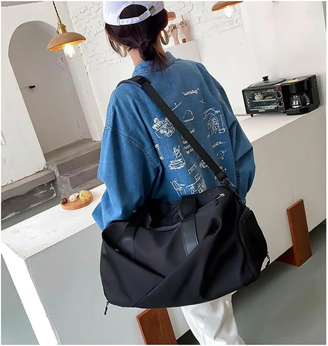 Personalized Waterproof Gym Team Sports Bag Custom Travel Duffle Bag With Logo/Name/Photo (Black)