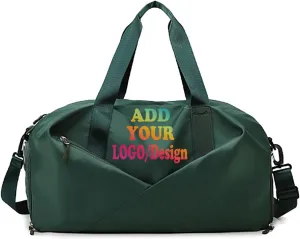 Personalized Waterproof Gym Team Sports Bag Custom Travel Duffle Bag With Logo/Name/Photo (Deep green)